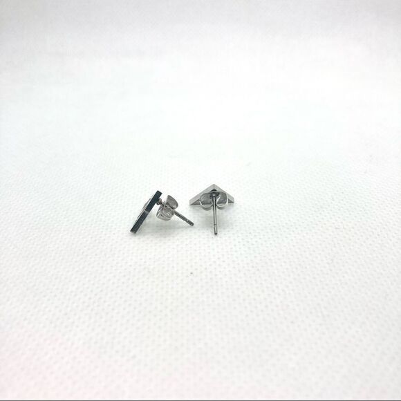 SILVER Stainless Steel Deathly Hallows Earrings - Picture 5 of 8